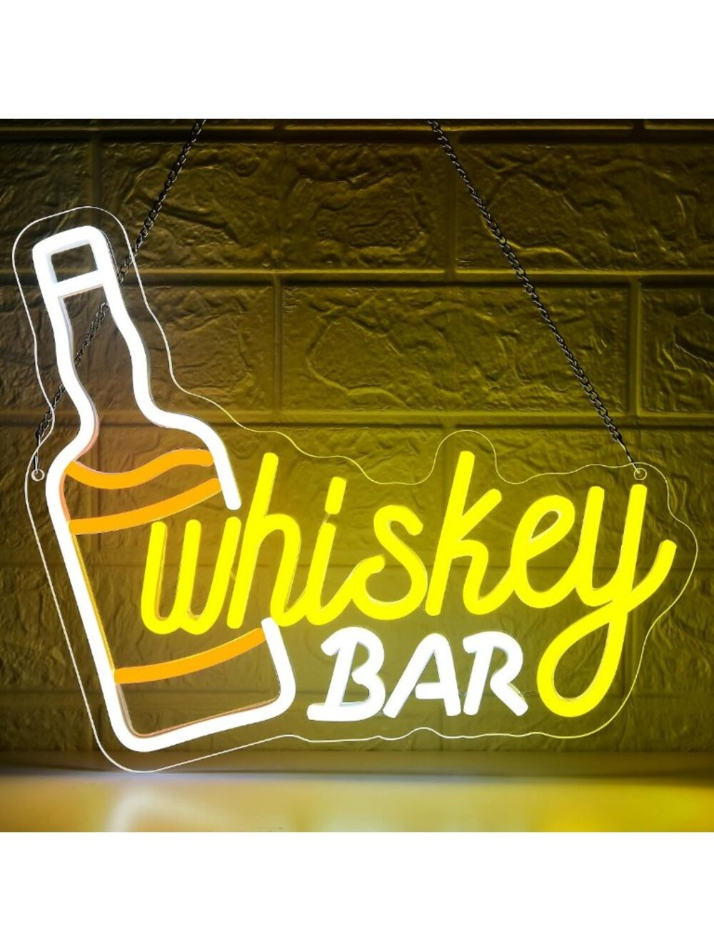 Neon Whiskey Bar Sign - LED Wall Decor for Man Cave, Pub, or Home Bar